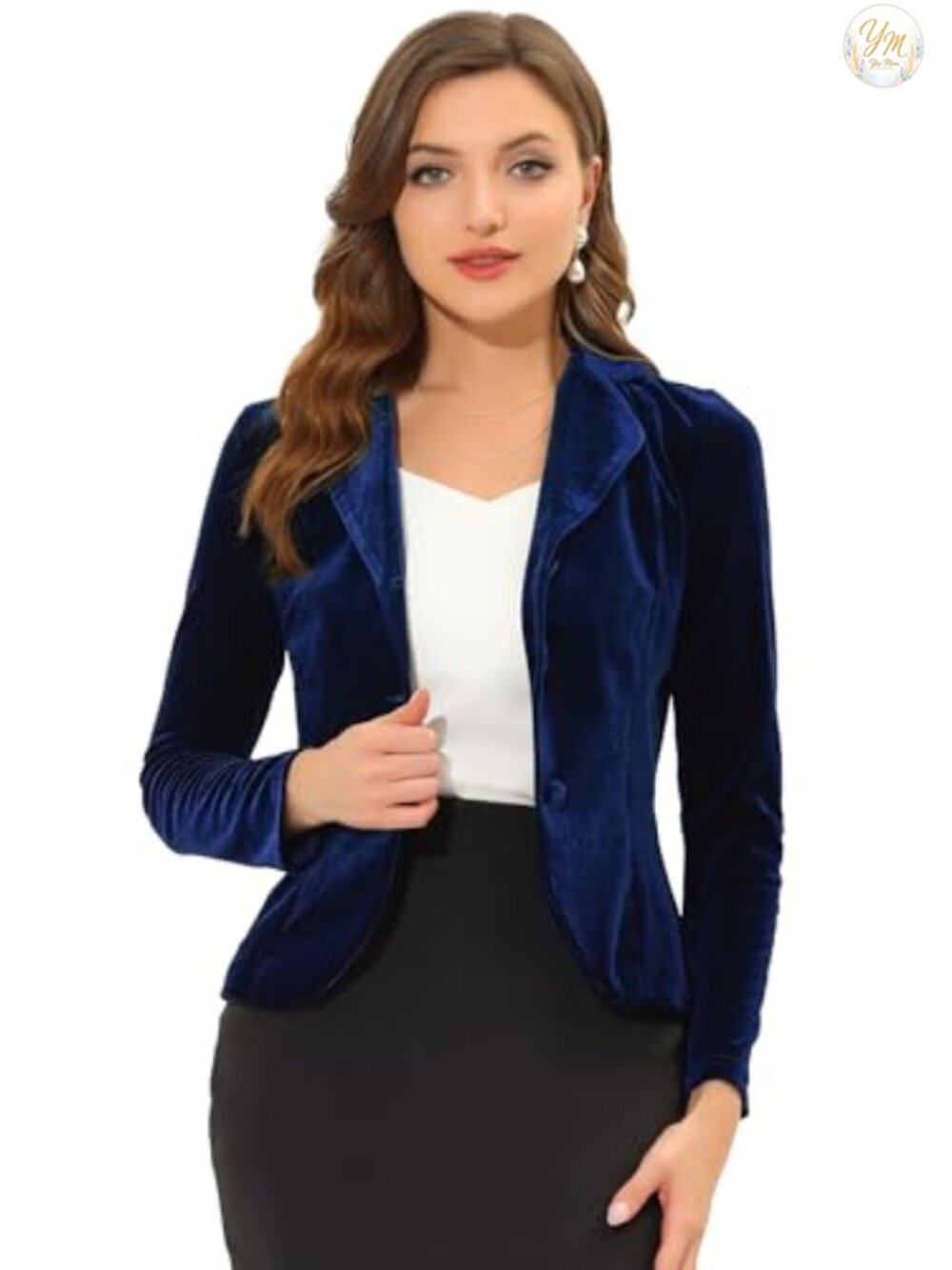 Women's Velvet Blazer Notched Lapel Long Sleeve Office Party Suit Jacket